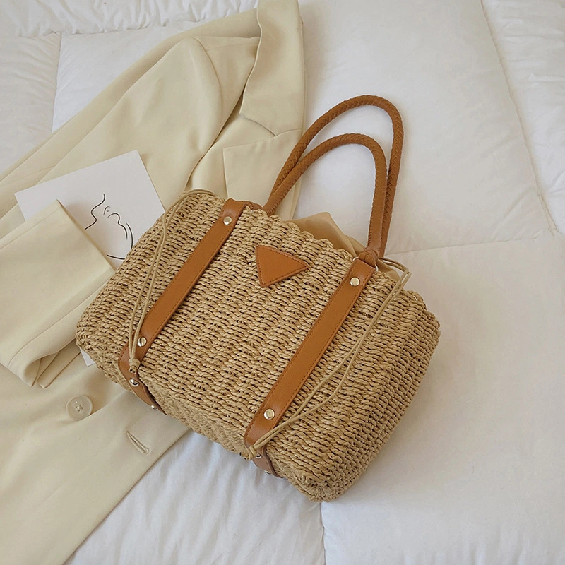 Vintage Sen Straw Woven Bag Fashion Large Capacity Portable Woven Bag