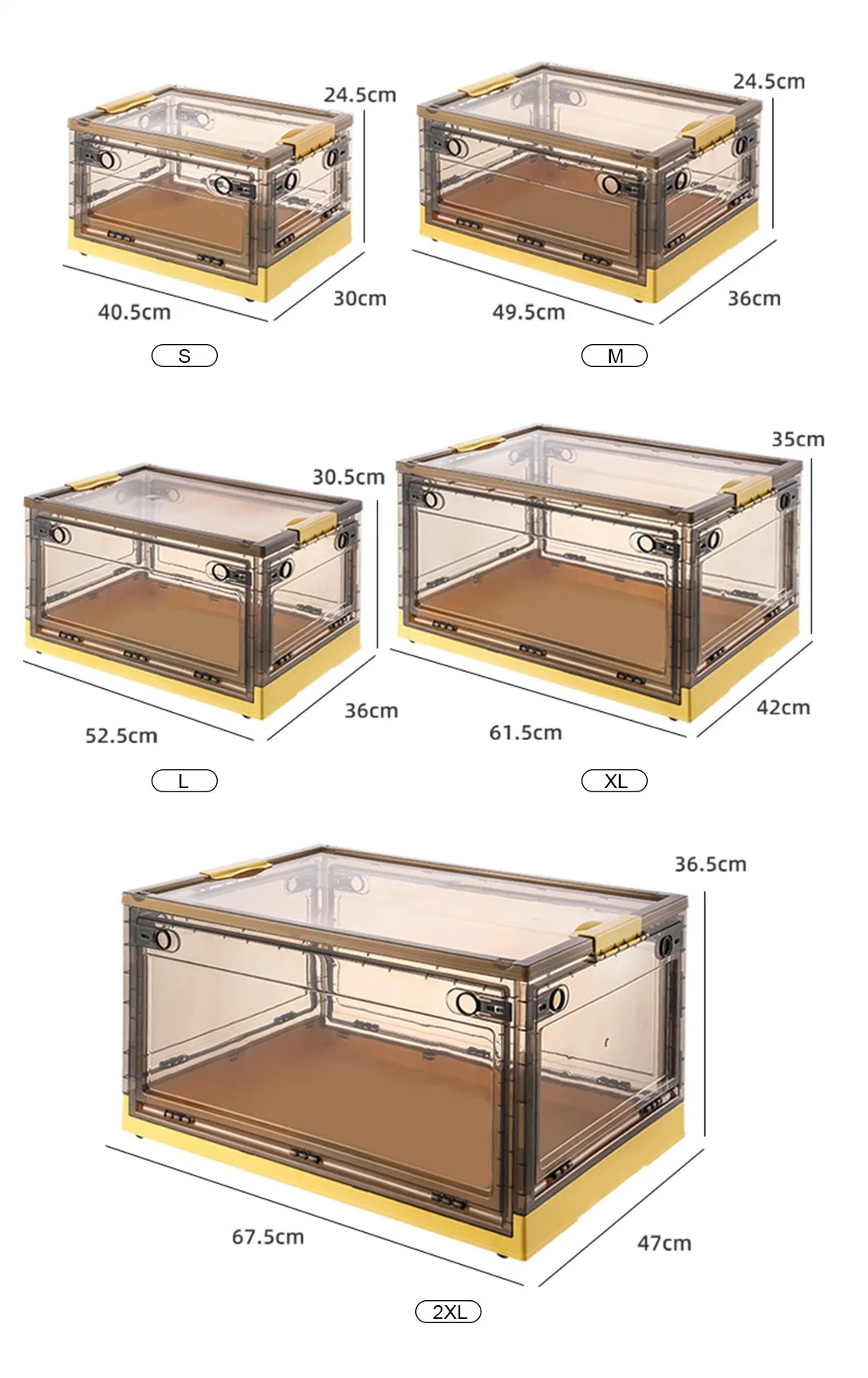 20/35/45/55/75/100/115/160L Child Toy Storage Bin Side Open Plastic Foldable Storage Box